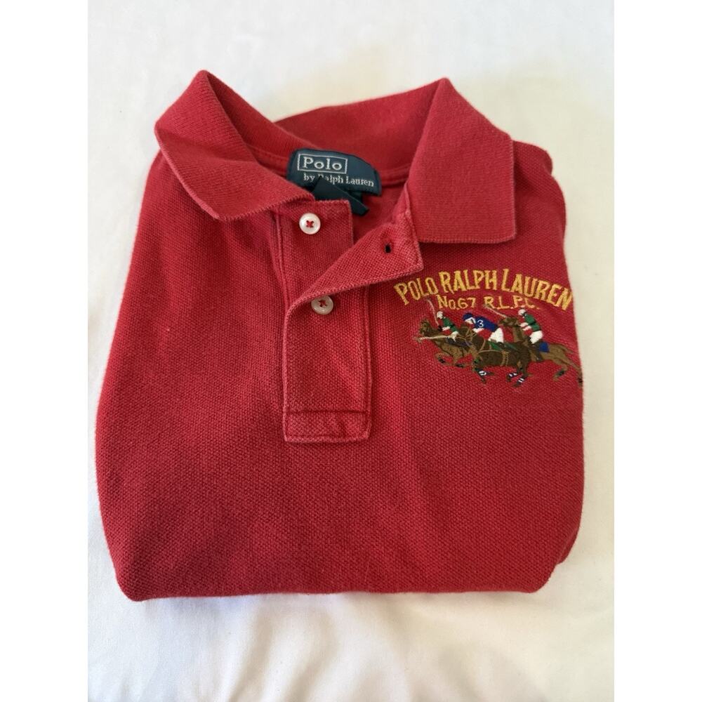 Polo Ralph Lauren Red Triple-Pony Embroidered #3 Cotton Polo Shirt 2T